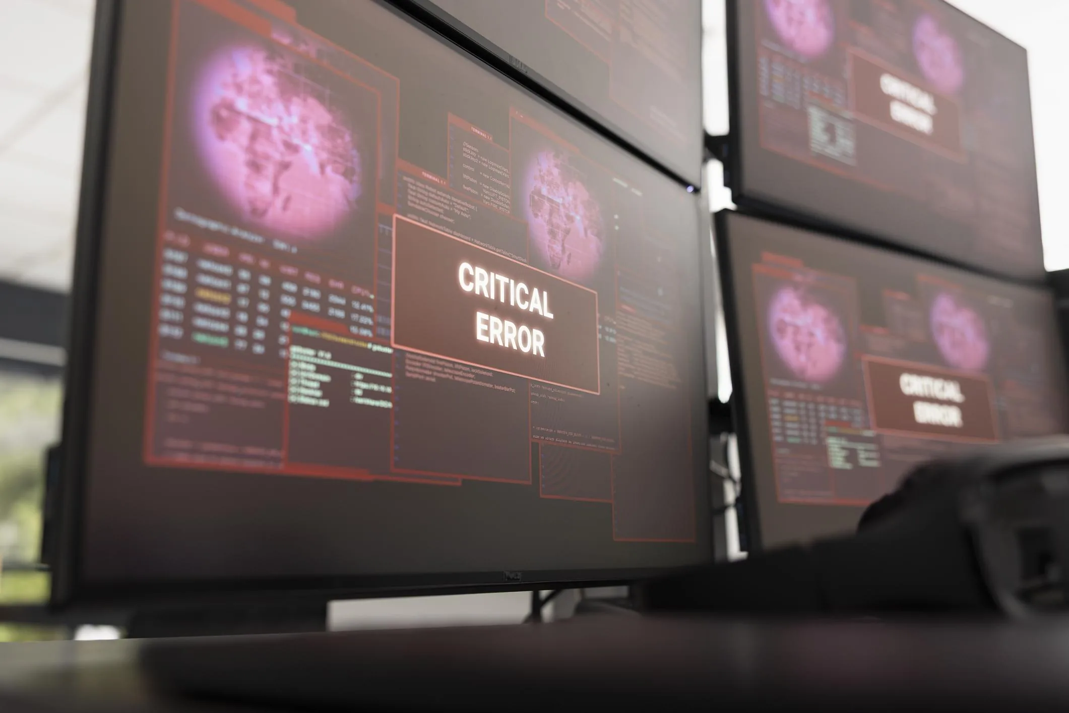 Multiple monitors showing system errors after a hinge-related display cable was crimped