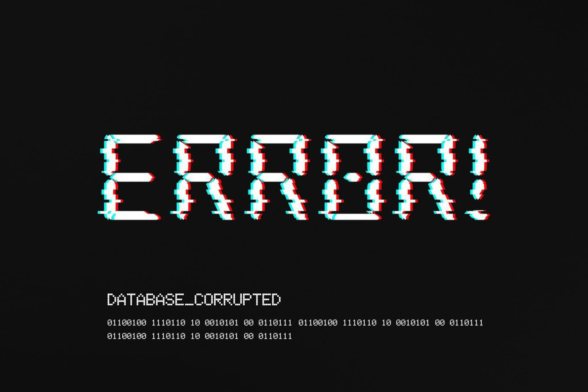 Glitched ERROR banner representing the data loss risk from continuing to use a swollen or failing battery